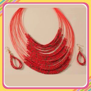 Red Necklace & Earring Set